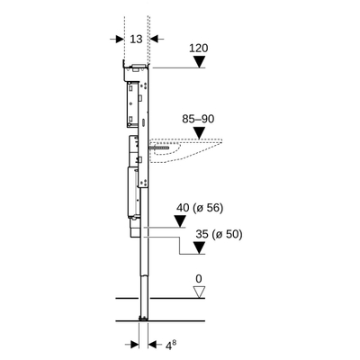 Élément Geberit Duofix pour lavabo + robinet mural avec siphon b105cm