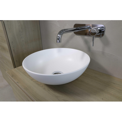 INK Otello Large vasque à poser - 40x40x12cm - rond - porcelaine blanche mate