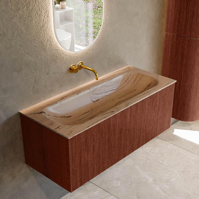 MONDIAZ KURVE-DLUX 110cm badmeubel kleur Ruby met 1 lade en 0 deuren. Wastafel BIG MEDIUM Midden zonder kraangat Arena.