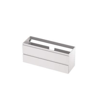 INK Wastafelonderkast - 120x40x52cm - 2 lades - greeploos - MDF lak - Hoogglans wit