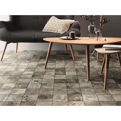 Zyx amazonia carrelage sol et mur avec décor 14x14cm 9mm rectifié r9 porcellanato gris