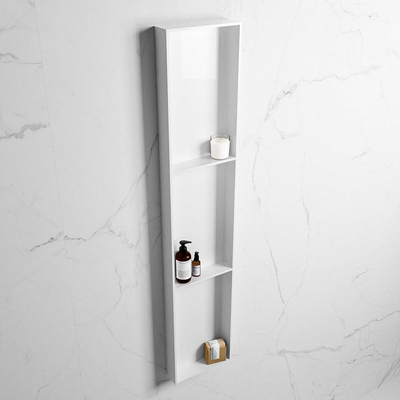 Mondiaz Easy nis 29.5x149.5x8cm voor Inbouw/opbouw 3 open vakken Solid surface Talc/Talc