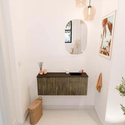 Mondiaz JOYA 100cm toiletmeubel - kleur Dusk - Wastafel FAYE positie Rechts 1 kraangat kleur Urban.