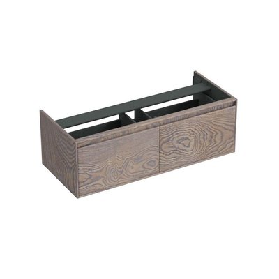 Forzalaqua Reno 2.0 meuble sous-lavabo 120x51x40cm avec 2 tiroirs sans poignées à fermeture douce Chêne massif Silver Grey