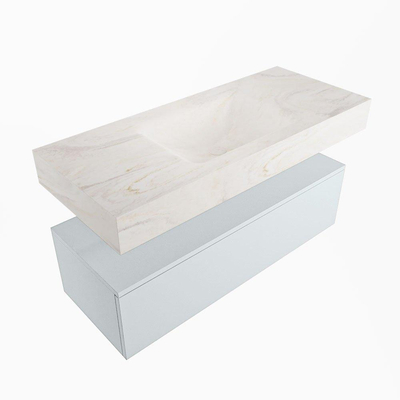 Mondiaz ALAN-DLUX Ensemble de meuble - 110cm - meuble - Clay mat - 1 tiroir - Lavabo Cloud Ostra suspendu - vasque Centre - 1 trou de robinet - Beige