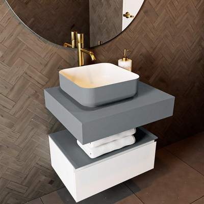 Mondiaz TOP 51 Plan de dessus - 50x51x12cm - adapté pour plaque de recouvrement - Solid surface - Plata