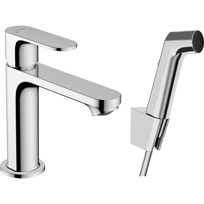 Hansgrohe Rebris s 1 greeps wastafelkraan - 110 bidette - handdouche en doucheslang - 160cm - zonder afvoer chro - hoogglans chroom