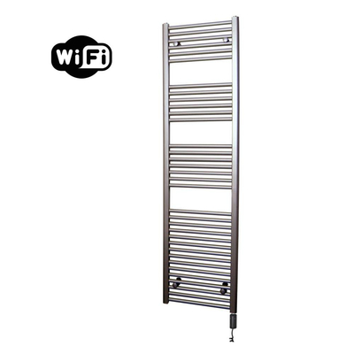 Sanicare HVW Elektrische Radiator - 172x45cm - 920W - wifi - thermostaat - zwart - rechtsonder - inox look (zilver)