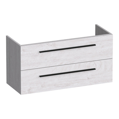 BRAUER Trust meuble sous lavabo peu profond 100 excl. poignées à poser 2 tiroirs softclose et 1 découpe pour le siphon - Forest Seashell