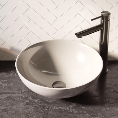 QeramiQ Dely Waskom - 40x40x13.5cm - rond - keramiek - glans wit