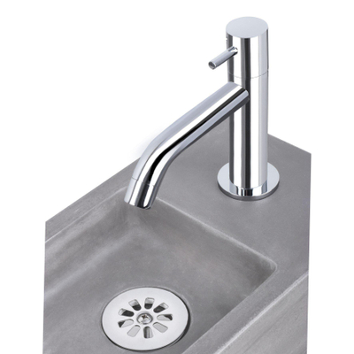 Differnz Force Set lave-mains 40x22x8cm 1 trou avec robinet courbé et siphon + bonde chrome Rectangulaire Béton Gris foncé