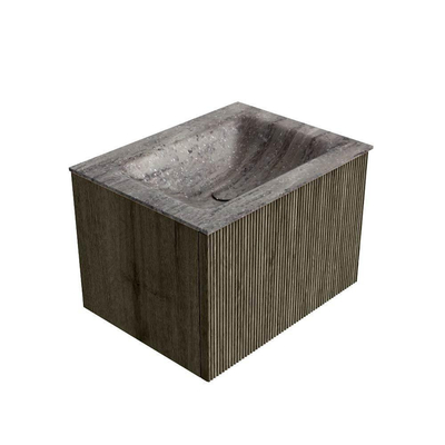 MONDIAZ KURVE-DLUX 60cm badmeubel kleur Shadow met 1 lade en 0 deuren. Wastafel CLOUD Midden zonder kraangat Oza.