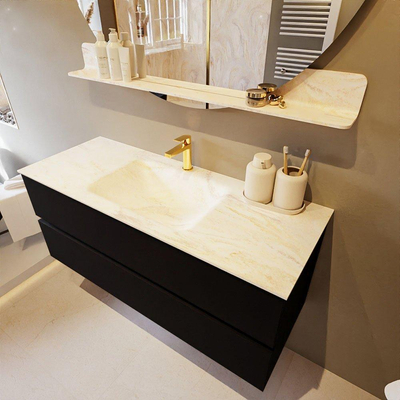 Mondiaz VICA-DLUX Ensemble de meuble de salle de bain - 120cm - meuble sous-vasque urban - 2 tiroirs - lavabo encastré cloud milieu - 1 trou de robinet - version haute de 60cm - ostra