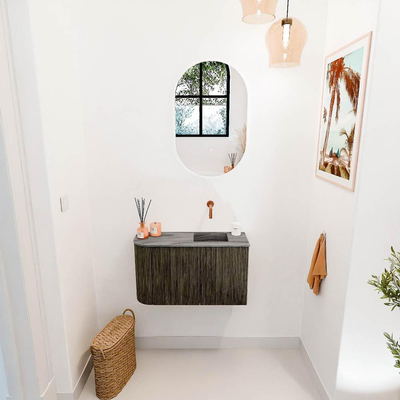 Mondiaz JOYA-DLUX 71.6cm toiletmeubel - ronding links kleur Shadow - Wastafel FAYE positie Rechts Zonder kraangat kleur Sombra.