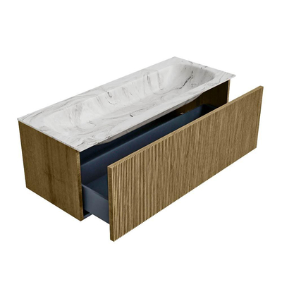Mondiaz KURVE-DLUX Badkamermeubelset - 120x46x40cm - 1 lade - wastafel solid surface - midden - 2 kraangaten - Dusk