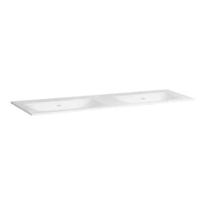 BRAUER Glacier Meuble lavabo - 140x46x2cm - trop-plein - 2 lavabos à gauche et à droite - 2 trous de robinet - Finestone mat blanc