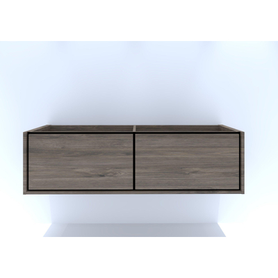 HR Badmeubelen Rize meuble sous lavabo 2 grands tiroirs sans poignée push2open 160x45x45cm espresso