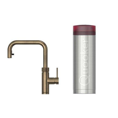 Quooker Flex Square kokendwaterkraan - draaibare & uittrekbare uitloop - PRO3 reservoir - kokend water - messing patina