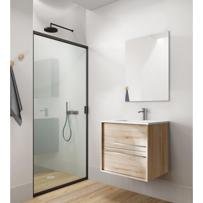 Saniclass Prime Essential Wastafelonderkast - 60x55x46cm - 2 lades - Standaard greep - MDF - licht eiken hout SHOWROOMMODEL