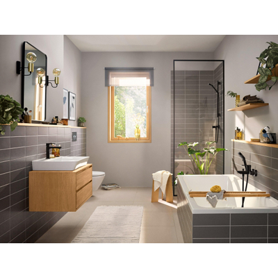 Hansgrohe Rebris E Mitigeur lavabo 1 trou 110 coolstart avec vidage ecosmart+ 4 l/min noir mat