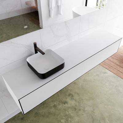 Mondiaz Lagom Meuble salle de bains 190x30.9x45cm Solid Surface Urban 2 tiroirs avec lavabo BINX vasque à poser Gauche 1 trou de robinet