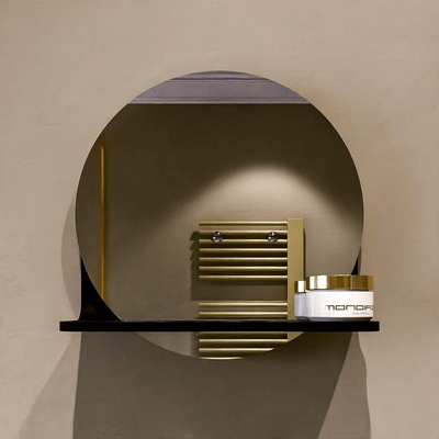 Mondiaz SPOT spiegel – Ø30 cm – met planchet – Urban (zwart)