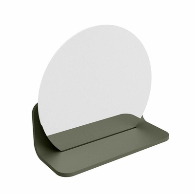 Mondiaz SPOT Miroir de salle de bains - rond 30cm - tablette pour miroir - couleur Army