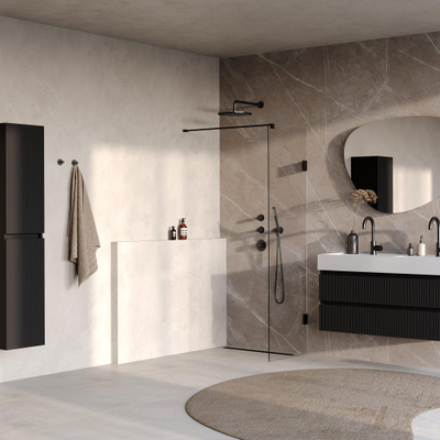 BRAUER Void Inloopdouche - 50x200cm - glascoating - helder glas - mat zwart