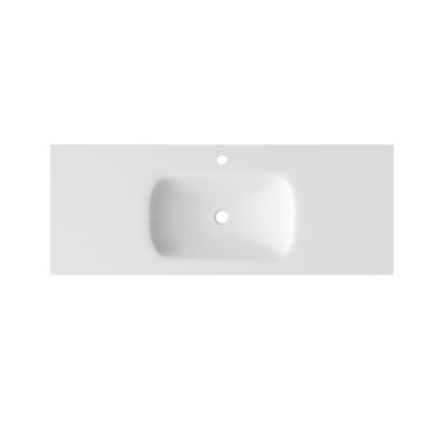 Saniclass Flow Meubelwastafel - 121x46x1.5cm - overloop - 1 wasbak - 1 kraangat - solid surface mat wit
