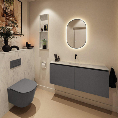 MONDIAZ TURE-DLUX Meuble WC 120 cm Dark Grey. Lavabo EDEN Opalo position milieu. Sans trou de robinet.