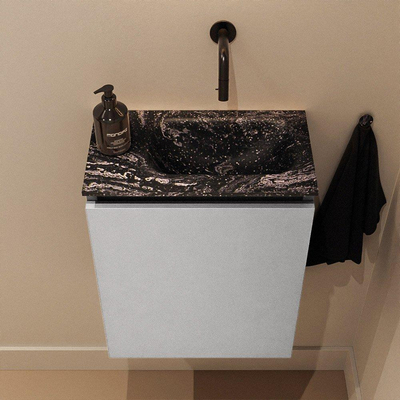 MONDIAZ TURE-DLUX Meuble WC 40 cm Plata. Lavabo EDEN Lava position droite. Sans trou de robinet.