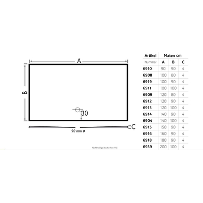 Xenz flat plancher de douche 100x80x4cm rectangle acrylique blanc