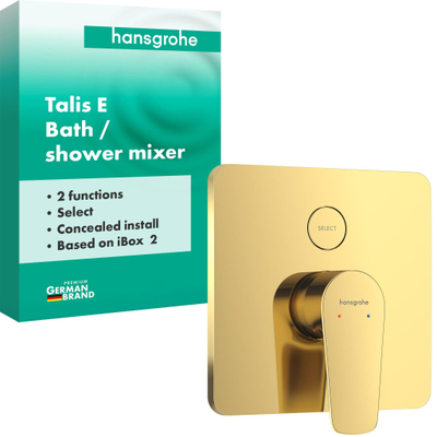 Hansgrohe Talis E inbouw badmengkraan iBox Universal 2 mat Polished Gold Opticptic