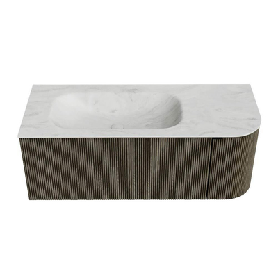 Mondiaz KURVE-DLUX Badkamermeubelset - 115x46x40cm - 1 lade - 1 deur - wastafel solid surface - links - zonder kraangat - Shadow