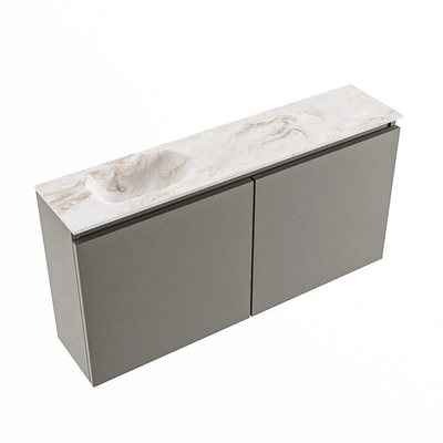 MONDIAZ TURE-DLUX 100cm meuble de toilettes Smoke. EDEN lavabo Frappe position gauche. Sans trou de robinet.