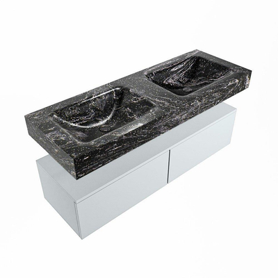 Mondiaz ALAN-DLUX Ensemble de meuble - 130cm - meuble Clay mat - 2 tiroirs - Lavabo Cloud Lava suspendu - vasque Gauche et droite - 2 trous de robinet