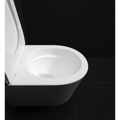 Clou InBe WC suspendu – compact – sans bride – 36,5 x 48 cm – avec abattant softclose – blanc mat