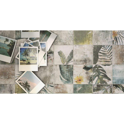 Zyx Amazonia Vloer- en wandtegel met decor 14x14cm 9mm gerectificeerd R9 porcellanato Tropic Emerald