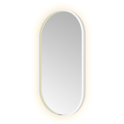 Hotbath &MORE Spiegel Oval - 40x80cm - direct en indirect LED - spiegelverwarming - dimbaar - met afstandsbediening - mat wit