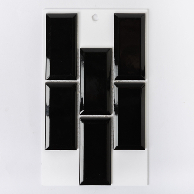 SAMPLE The Mosaic Factory Paris carreau mosaïque 4,5x9,5x0,65cm rectangle porcelaine émaillée revêtement mural pour intérieur et extérieur résistant au gel brillant noir