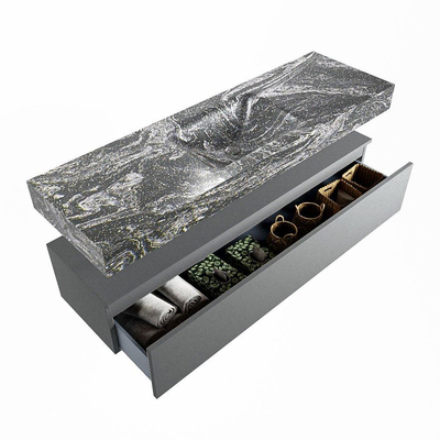 Mondiaz ALAN-DLUX Ensemble de meuble - 150cm - meuble Plata mat - 1 tiroir - Lavabo Cloud Lava suspendu - vasque Centre - 1 trou de robinet