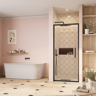 Crosswater Asura porte de douche pliante - 90cm - sans poignée - noir mat