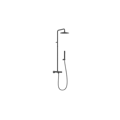 GO by Van Marcke Nero opbouw regendoucheset – thermostatisch – Ø25 cm hoofddouche – 2-standen handdouche – zwart mat