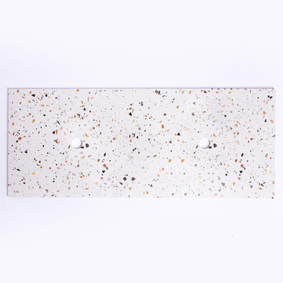 Adema Tops Plan sous vasque - 120.5x1.8x46cm - 2 évacuations - sans trous de robinet - Terrazzo crème