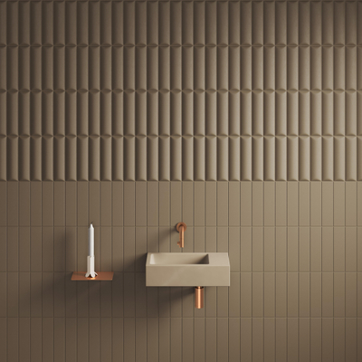 Clou Flush 3 lavabo 36x18cm sans trou de robinet à droite mat moutarde céramique