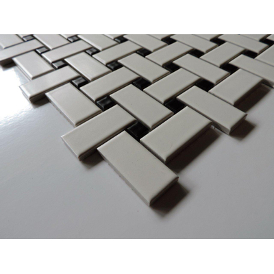 The Mosaic Factory Paris mozaïektegel - 30x30cm - wand en vloertegel - Rechthoek - Porselein White and Black Mat