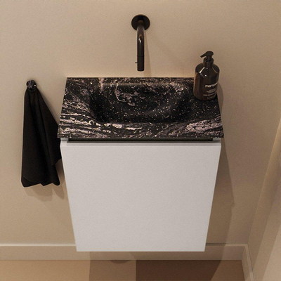 MONDIAZ TURE-DLUX 40cm toiletmeubel Linen. EDEN wastafel Lava positie midden. Zonder kraangat.