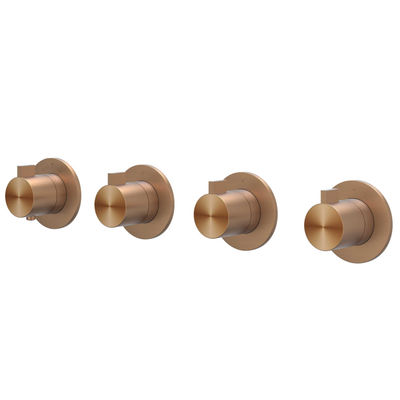 IVY Tribe Partie apparente - pour mitigeur thermostatique encastré - 3 robinets d'arrêt - symmetry - rosaces rondes - Inox 316 - cuivre brossé mat PVD