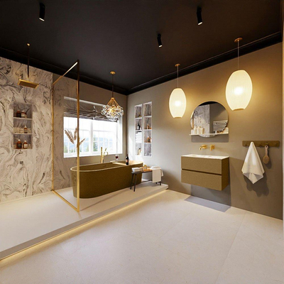 MONDIAZ VICA-DLUX Ensemble meuble de salle de bains - 70cm - meuble bas oro - 2 tiroirs - lavabo encastré cloud au centre - sans trous de robinetterie - version haute 60cm - glace