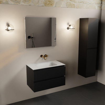 Mondiaz AIVY Ensemble de meuble - 80x45x50cm - 0 trous de robinet - 1 vasque talc Solid surface - Centre - 2 tiroirs - sans miroir - MDF Urban